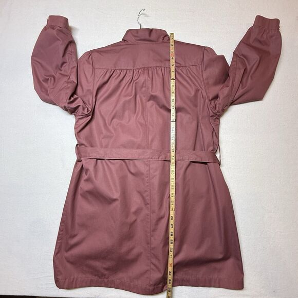Vintage London Fog Maincoats Removable Faux Fur Lining Mauve Trench Belted Sz 12 - Picture 4 of 10